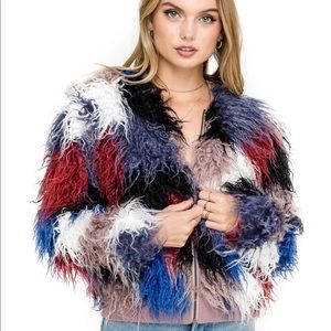 ASTR The Label Shaggy Faux Fur Short Jacket